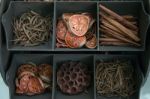 Dried Herbs In Display Stock Photo