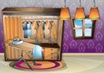 Cartoon  Illustration Interior Clothing Room With Separated Layers Stock Photo