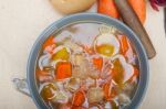 Traditional Italian Minestrone Soup Stock Photo