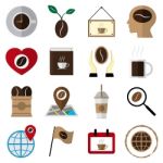 Coffee And Tea Flat Icons  Illustration Stock Photo