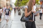 Young Woman Using Tablet Stock Photo