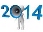 Two Thousand Fourteen Loud Hailer Shows Year 2014 Stock Photo