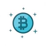 Cryptocurrency Bitcoin Thin Line Flat Design Icon  Illustr Stock Photo