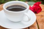 Cup Of Black Coffee In Home Garden Stock Photo