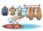 Cartoon  Illustration Interior Clothing Room With Separated Layers Stock Photo