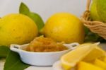 Sweet Lemon Jam From The Organic Garden Stock Photo