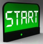 Start Button On Clock Shows Beginning Or Activating Stock Photo