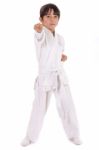 Small Karate Boy In Training Stock Photo