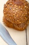 Organic Bread Over Rustic Table Stock Photo