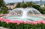 View Of The Fountain In The Park At Monte Carlo Stock Photo