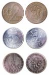 Three Different Old Czech Coins Stock Photo