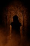 Ghost Woman In The Wood,horror Concept Background Stock Photo