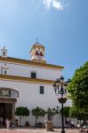 Facade Of The Church Of The Encarnacion In Marbella Stock Photo