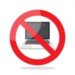 No Laptop Sign Stock Photo