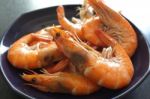 Thai Cuisine , Steamed Prawns Stock Photo