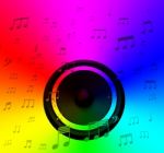 Speaker And Musical Notes Shows Music Disco Or Concert Stock Photo