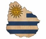 Uruguay Map On  Flag Drawing ,grunge And Retro Flag Series Stock Photo