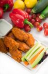 Buffalo Chicken Wings Served With Pinzimonio Stock Photo