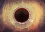 Black Coffee In Old Cup Coffee Stock Photo