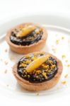 Mini Chocolate Tart Stock Photo