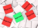 Approved Rejected Post-it Notes Shows Accepted Or Refused Stock Photo