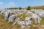 View Of The Limestone Pavement Near The Village Of Conistone In Stock Photo