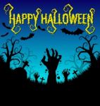 Halloween Background With Zombies Hand Stock Photo