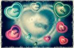 Heart-shaped Set Different Color On Abstract Background Stock Photo