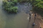 People At The Shore Of The Bharatha River Stock Photo