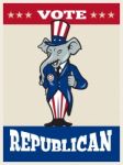 Republican Elephant Mascot Thumbs Up Usa Flag Stock Photo