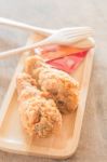 Fast Food With Fried Chicken On A Plate Stock Photo