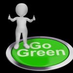 Go Green Button Showing Recycling And Eco Friendly Stock Photo