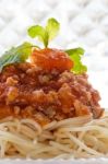 Spaghetti With Tomato Sauce Stock Photo