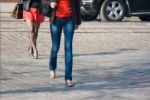 Pedestrians Crossing At A Pedestrian Crossing Stock Photo