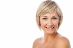 Smiling Woman Ready For Make-up Stock Photo