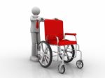 Man Holding A Wheelchair Stock Photo