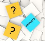 Questions Answers Post-it Notes Show Questioning And Explanation Stock Photo