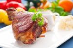 Original German Bbq Pork  Knuckle Stock Photo