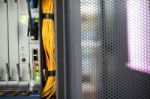 Fiber Optic With Servers In A Technology Data Center Stock Photo