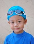 Boy With Swimming Accessories Stock Photo