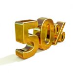 3d Gold 50 Percent Sign Stock Photo