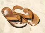 Sandy Flip Flops Stock Photo