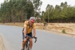 Man On Bicycle In Ethiopia Stock Photo