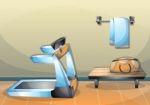 Cartoon  Illustration Interior Fitness Room With Separated Layers Stock Photo