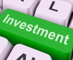 Investment Key Shows Investing Wealth And Roi Stock Photo