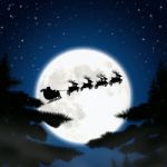 Moon With Santa Stock Photo