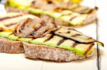 Grilled Vegetables On Bread Stock Photo