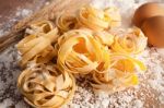 Fettuccine Pasta Italian Food Still Life Rustic Close Up Macro Stock Photo