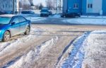 Road Covered With Ice Stock Photo