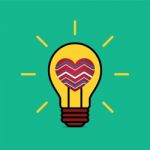 Heart Love Light Bulb Flat Design Icon  Illustration Stock Photo